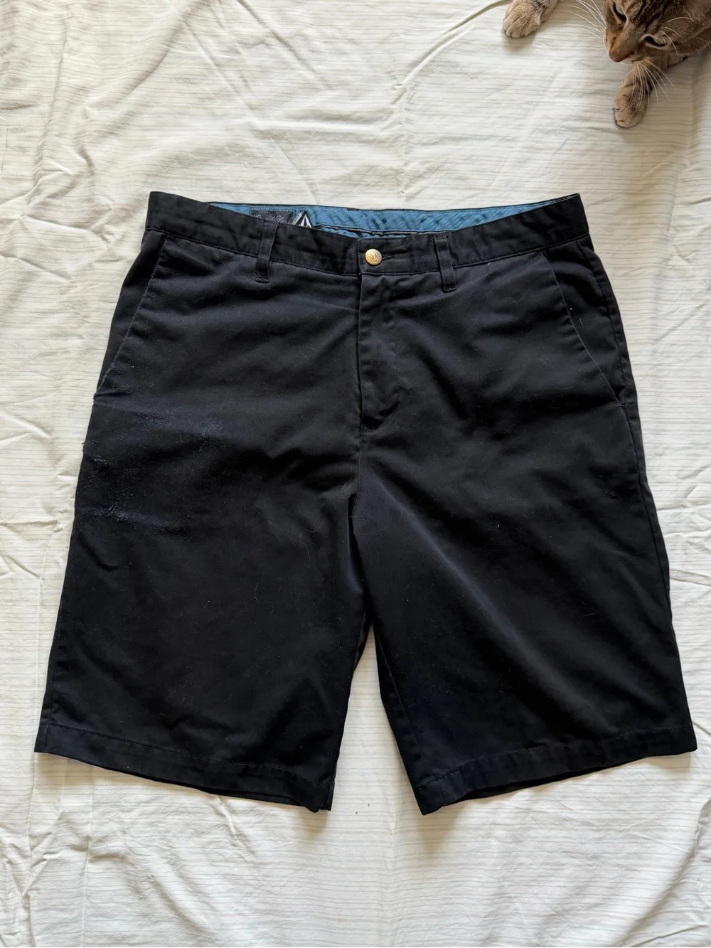 Volcom black frickin chino distressed shorts size 34”